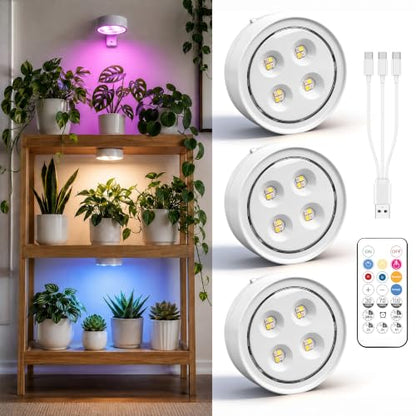 3 Pack Rechargeable Grow Light for Indoor Plants, Cordless Plant Lights