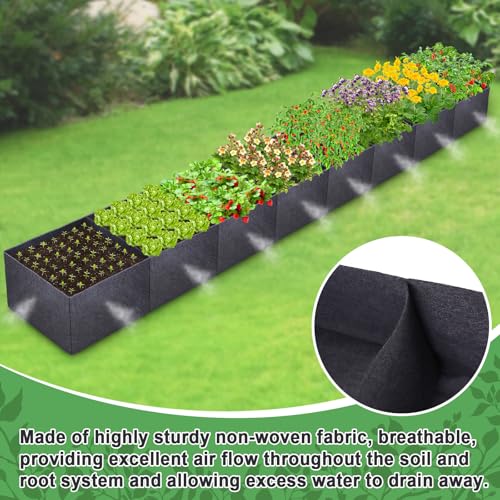POILKMNI 16x2x1ft Fabric Raised Garden Bed - size: 16x2x1ft Rectangular