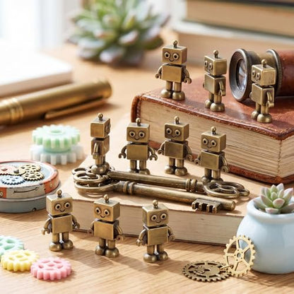 Civaner 50 Pcs Small Robots, Mini Brass Figurines, Mini Robots - style: Robot