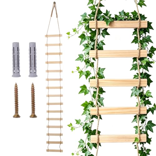 NQEUEPN 5.9ft Wooden Ladder Trellis for Indoor & Outdoor Climbing Plants