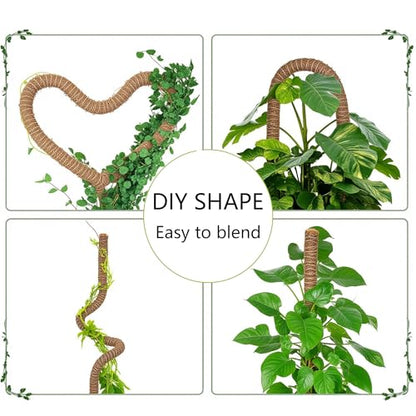 2 Pack Bendable Moss Pole 20 Inch, Monstera Plant Support Stake,Coco Coir Pole Sticks for Indoor Plants,Climbing Potted Plants，Pothos, Philodendron with Plants Ties - size: 2-Pack 20in