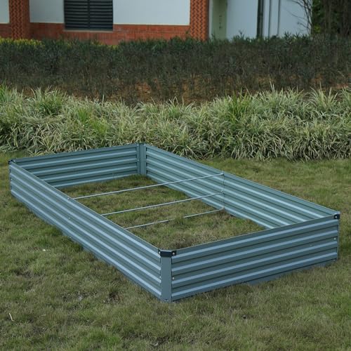 Foxlang 8x4x1ft(2 PCS) Galvanized Raised Garden Bed - color: Gray