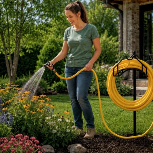 Utopia Home Freestanding Garden Hose Holder, 150 ft, Black
