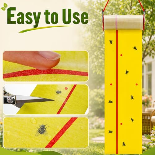 15 Rolls Sticky Fly Trap 30 ft Each, Fluorescent Green Yellow - color: Fluorescent Green,Fluorescent Yellow