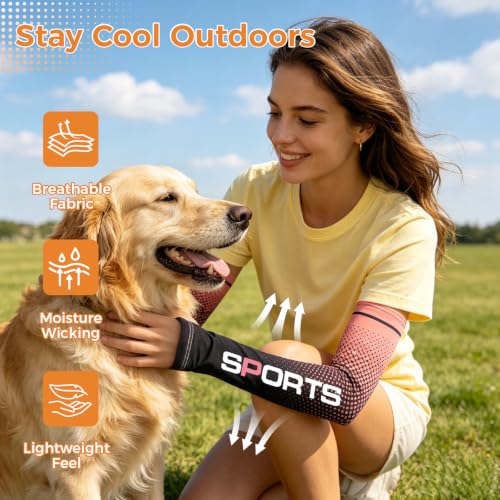 Bacophy UV Protection Arm Sleeves Cooling Cover for Men Women 6 Pairs - color: Orange+green+deep Blue+light Blue+grey*2