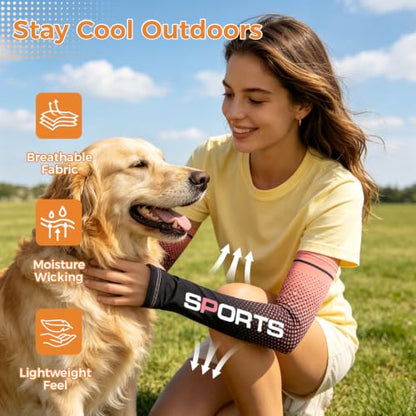 Bacophy UV Protection Arm Sleeves Cooling Cover for Men Women 6 Pairs - color: Orange+green+deep Blue+light Blue+grey*2