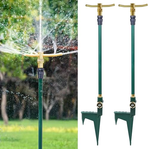 2 Pack 3-Arm Garden Sprinkler, 360 Degree Rotation Garden Water Sprinklers, High-Rise Lawn Sprinkler, Lawn Watering Irrigation System