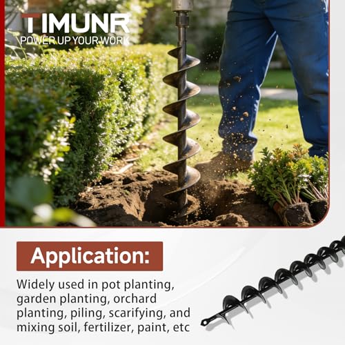 2 x 24 Inch Auger Drill Bit for Planting Plant Bulb, 2 Inch Diameter, Fits 3/8 Inch Hex Drive Drill