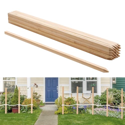VEVOR Wooden Garden Stakes, 25 Pcs 48x0.75x0.75 in Survey Grading Stakes, Garden Ground Stake with Sharp Point, Fir Wood Plant Support Stake, Sign Posts for Silt Fence Backyard Boundaries Baselines - style: 0.75 x 0.75 x 48in+25pcs