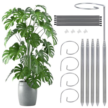 5 Pack Extendable Metal Plant Stakes, 7-24.5IN Adjustable Monstera Supports