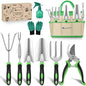 Yesker Gardening Tools 9-Piece Heavy Duty Garden Tool Set Gardening Supplies Gifts for Women Men Gardening Hand Tool Kit with Non-Slip Ergonomic Handle, Garden Bag, Durable Gloves and Shears, Green - size: 9PCS Black Green