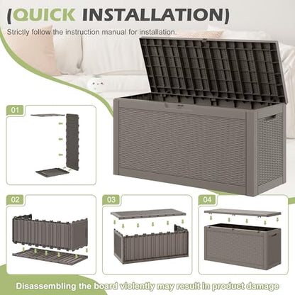 75 Gallon Outdoor Storage Box Waterproof Deck Box Patio Storage - color: Gray, style: 75Gallon