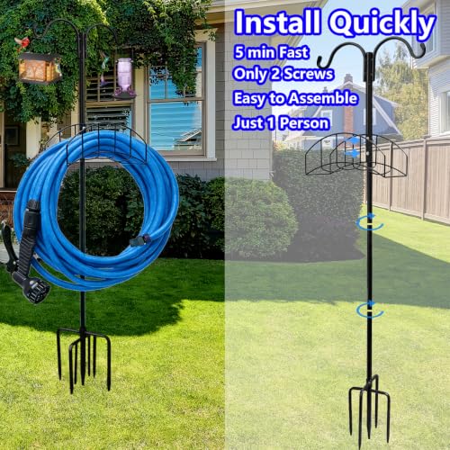 2-Pack Heavy Duty 7-Prong Garden Hose Holder with Dual Hooks - size: 2Pack-65IN-4 Hooks