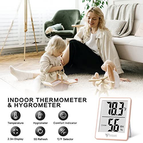 DOQAUS Digital Hygrometer Indoor Thermometer Humidity Meter, Pink - color: Pink