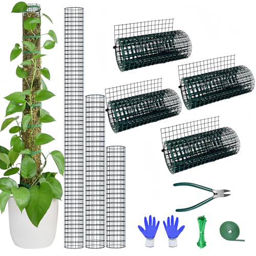 Moss Pole DIY Kit, 13.2ft Metal Moss Pole for Plants Monstera, 4Pcs 8.3in×3.3ft Steel Moss Pole Mesh with Plier, Cable Ties, Sphagnum Moss Pole (13.2ft Wire Mesh with Plier) - color: 13.2ft Wire Mesh