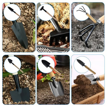 6 Pcs Mini Garden Tools Set, Iron Kit Including Hand Shovel, Transplant Shovel and Hand Rake for Succulent/Bonsai & Pot Plants - style: 6 Pcs