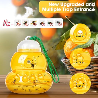 2 Pack Reusable Wasp Traps Outdoor Hanging - color: yellow