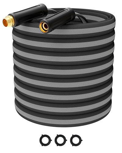 100FT Garden Hose, 2026 New Upgraded Fabric Thickened Non-Expanding Water Hose, Ultra Lightweight & Flexible, Burst-Resistant, Kink-Free Hose 700 PSI for Outside, RV, Yard, 3/4GHT, Black-Gray - size: 100 Feet