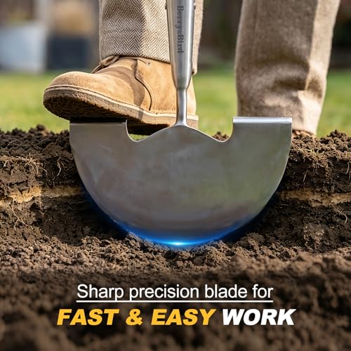 Manual Lawn Edger Tool, 39’’ Stainless Steel Half Moon Edger