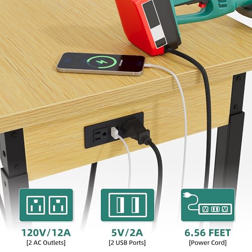 YITAHOME 60in Adjustable Workbench with Pegboard & Wheels 1600lb Load - size: 60" Workbench w/Pegboard