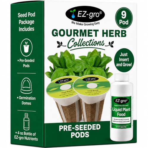 EZ-GRO Gourmet Herb Seeds Pod Kit (9) Compatible with Aerogarden Pods - size: 9 Pod