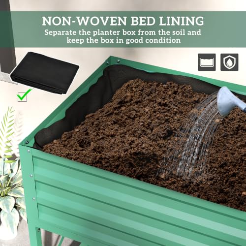 Outsunny Raised Garden Bed with Galvanized Steel Frame, Green - color: Green