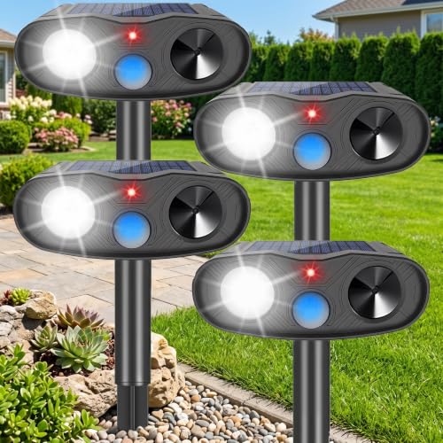 2026 Sonic Fortress Pro Deer Repellent Devices Solar Animal Repellent Ultrasonic Outdoor Motion Activated Cat Deterrent with Light for Fox Rabbit Skunk Raccoon Squirrel Fortress Pro for Yard Farm (4)
