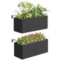 Outsunny 2-Pack 20 Inch Railing Planter Box with Hooks for Fence, Black