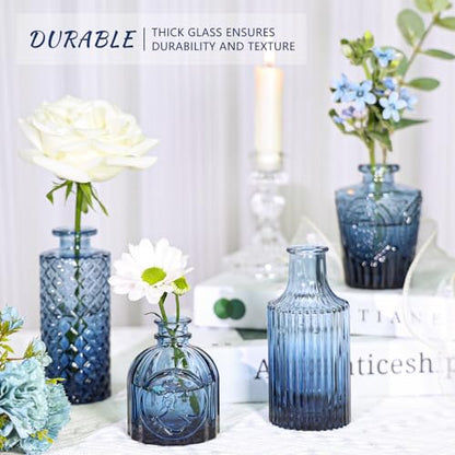 SUPMIND Glass Bud Vase Set of 12, Small Blue Flower Vases for Centerpieces - color: Blue, size: 12Pcs