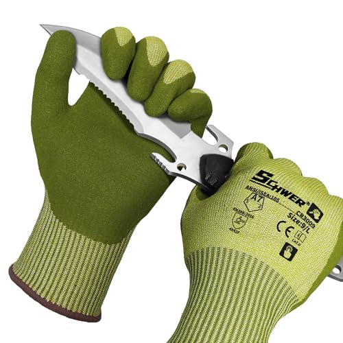 Schwer 2 Pairs A7 Cut Resistant Fishing Gloves, Touchscreen, CR3009, XL - color: Army Green, size: X-Large