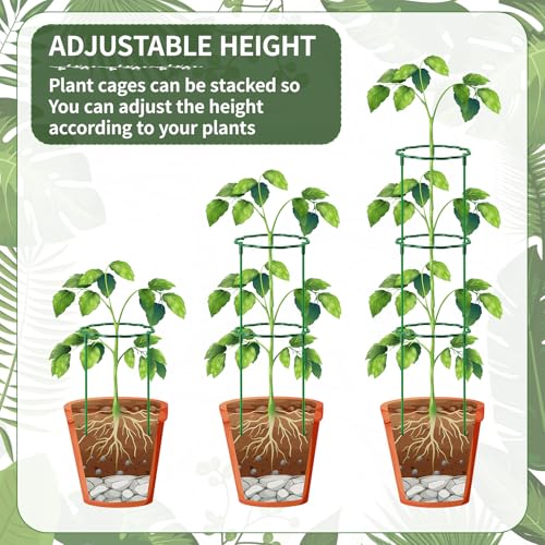 12 Pack Plant Support Stakes Sets - Versatile Plant Cages, Stackable Garden Flower Support， Small Plant Stakes for Indoor Plants,Tomato,Monstera, Peony, Hydrangea, Climbing Plants - size: 6.3*9.8IN（pack of 12)