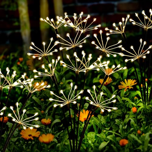 Kwaiffeo Solar Garden Lights 120 LED Decorative Firework Lights 2-Pack Warm - color: Warm White, size: 2pack