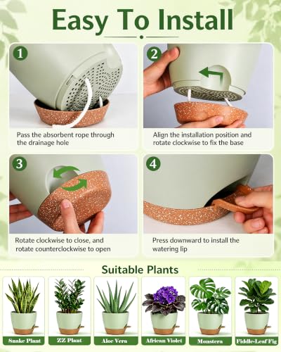 10/9/8 Inch Plastic Planters Self Watering Pots for Plants