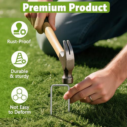 Heavy Duty 8 Inch Galvanized Landscape Staples Stakes, 25 Pack 8 Gauge - size: 8inch