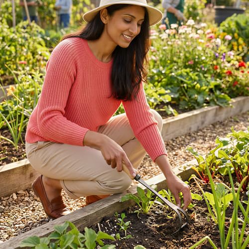 Onion Hand Hoe for Weeding, Stainless Steel Hoe Garden Tool Short Handle