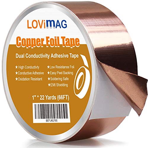 LOVIMAG Copper Tape (1 inch x 66 FT) HVAC Foil Anti Tarnish Strips - size: 1 inch x 66 ft