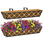 Y&M 30'' Large Window Box Railing Planter with Coco Liner, Outdoor Window Flower Boxes Over The Railing Planter Boxes Deck Fence Porch Patio Planter-2 Pack - size: Flower 30in 2p