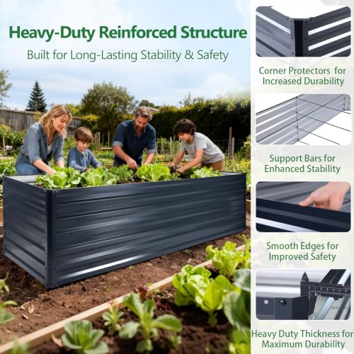 Galvalume Raised Garden Bed 8x4x1.95ft Tall Deep Planter Outdoor - size: 8x4x1.95 FT (1 PC)