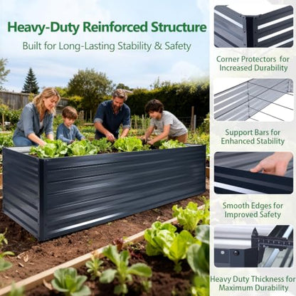 Galvalume Raised Garden Bed 8x4x1.95ft Tall Deep Planter Outdoor - size: 8x4x1.95 FT (1 PC)