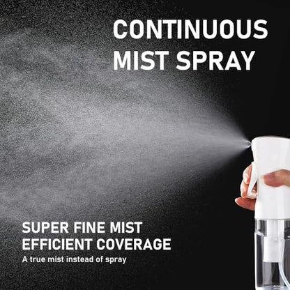 Continuous Spray Bottle for Hair, Refillable Gentle Mister (2 Pack, 10 Oz) - style: White & Black, 10 OZ