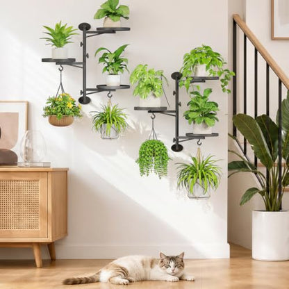 iDavosic.ly Wall Plant Holder Set of 2, Rotating Window Shelf, 3-Tier Black - color: Deep Black, size: 2 Pack