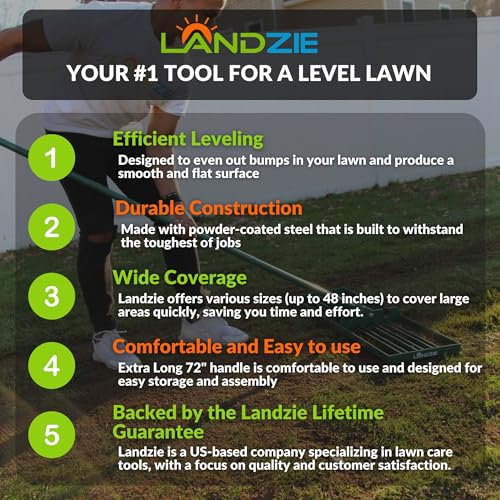 LANDZIE - Lawn Leveling Rake 36 Inch, Steel Yard Leveler Tool - style: 36 Inches