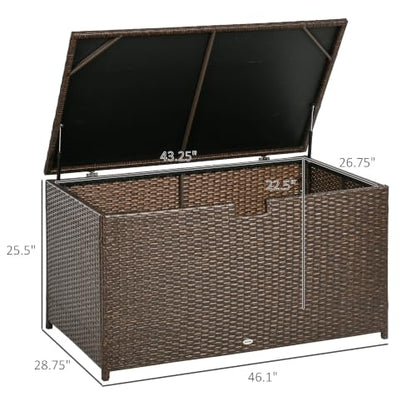 Outsunny 113 Gallon Deck Box Rattan Outdoor Storage Box Brown