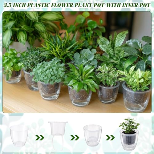 Self Watering Plant Pots, 3.5'', Transparent, 18 Pcs - color: Transparent, size: 3.5''