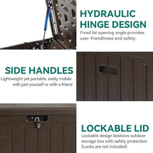 YITAHOME 90 Gallon Large Deck Box - color: Brown, size: 90 Gallon