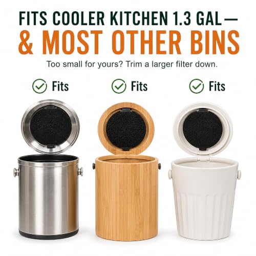 3.75 Inch Charcoal Compost Bin Filter - 4 Pack Countertop Replacement Set 3.75 Inch Round Activated Charcoal Filters, Four Pack, Drop in Replacement, Odor Control, Countertop Bin, Kitchen Use