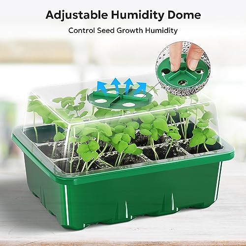 MIXC 10 Pack Seed Starter Tray, 120Cell Stater Kit with Humidity Dome Green - color: Green, size: 12 Cell