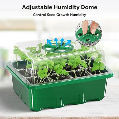 MIXC 10 Pack Seed Starter Tray, 120Cell Stater Kit with Humidity Dome Green - color: Green, size: 12 Cell