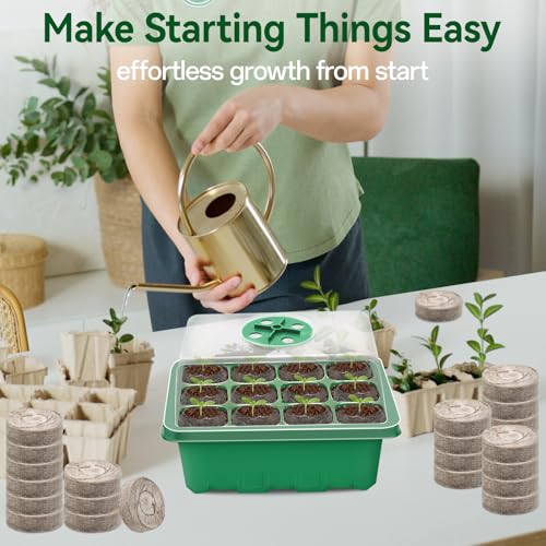 Seed Starter Tray with Peat Pellets, Green Starting Seeds Kit for Plants - size: 8 Set-green