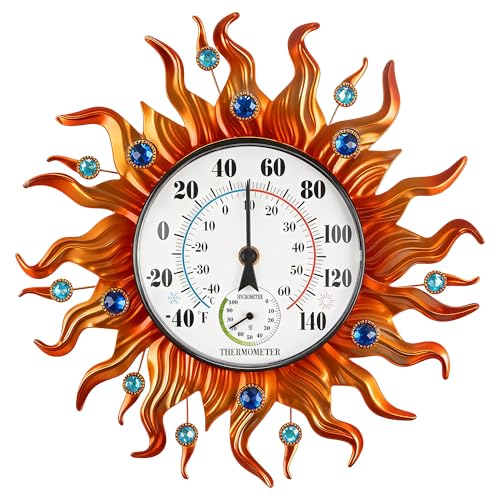 Outdoor Thermometer, Sun Wall Mounted Thermometer Waterproof Decorative
